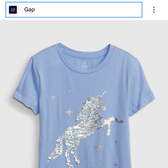 Gap Girls Cotton Sequin Unicorn T-Shirt, Light Blue, Sequin Rainbow, Size M/ 8 - Picture 9 of 9
